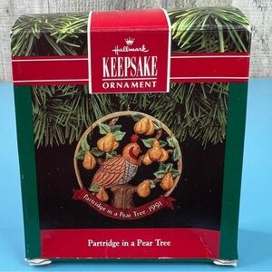 Hallmark Keepsake Ornament Partridge In A Pear Tree Handcrafted & Dated 1991